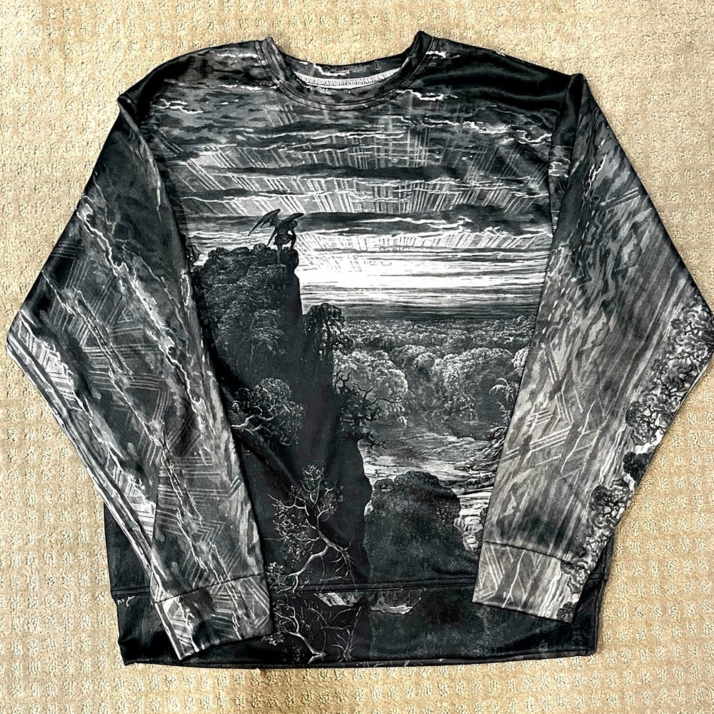 Men's Black and Gray Crewneck Sweater